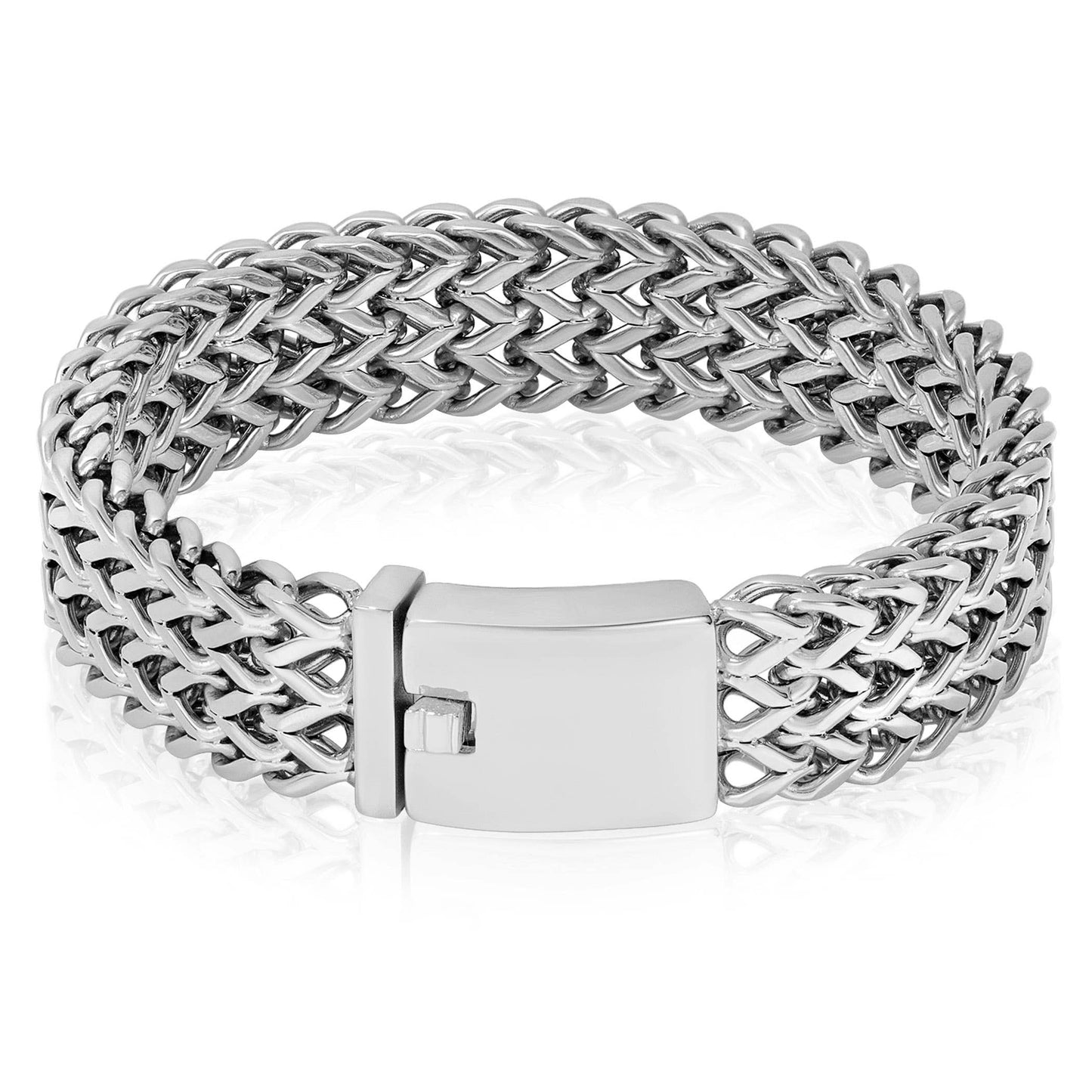 Crucible Three Row Franco Stainless Steel Bracelet (18mm)