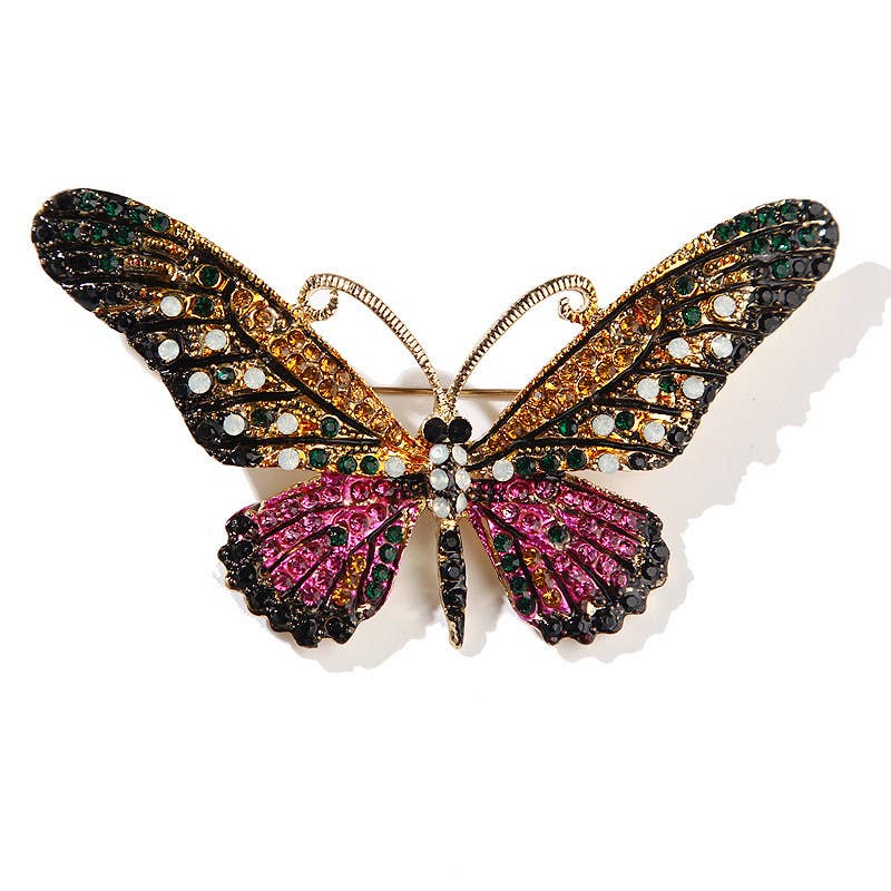 Alloy Rhinestone Butterflay Brooch