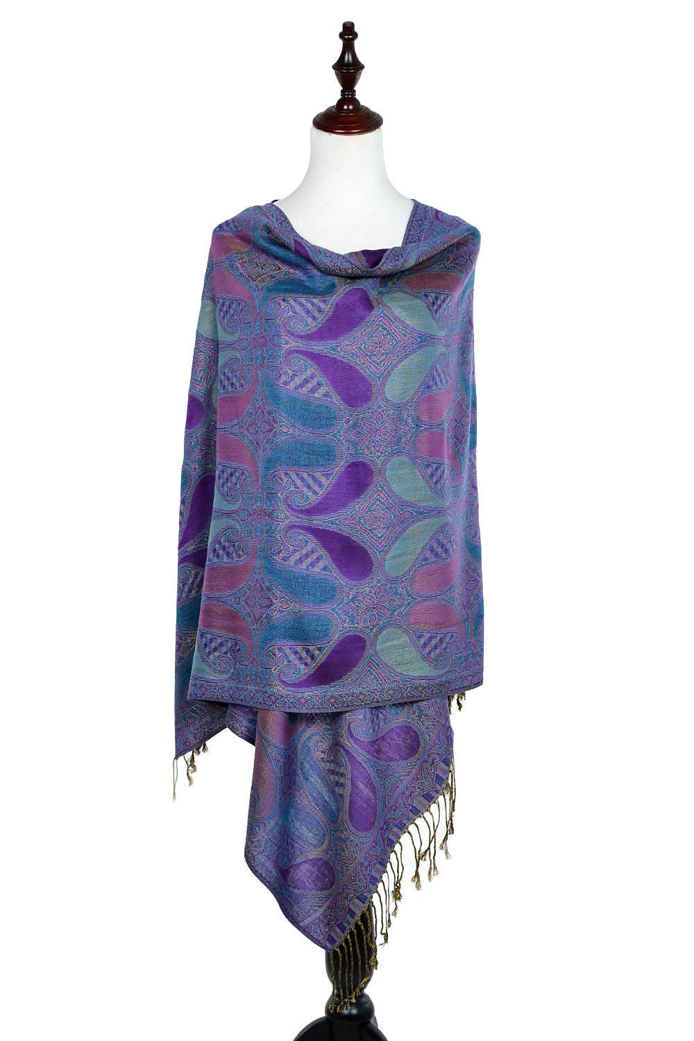 Paisley Print Pashmina Shawl Scarf - Purple