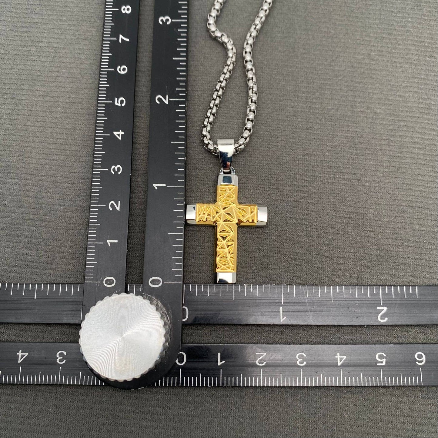 Geometric Texture Cross Pendant