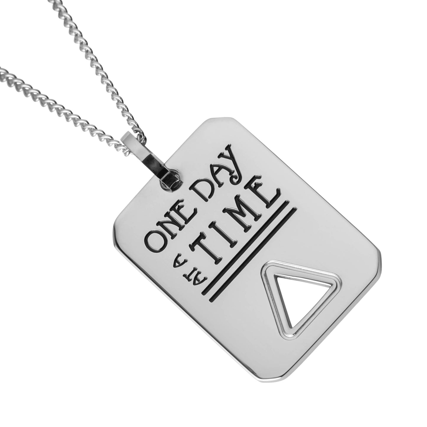 One Day at a Time Stainless Steel Recovery Pendant