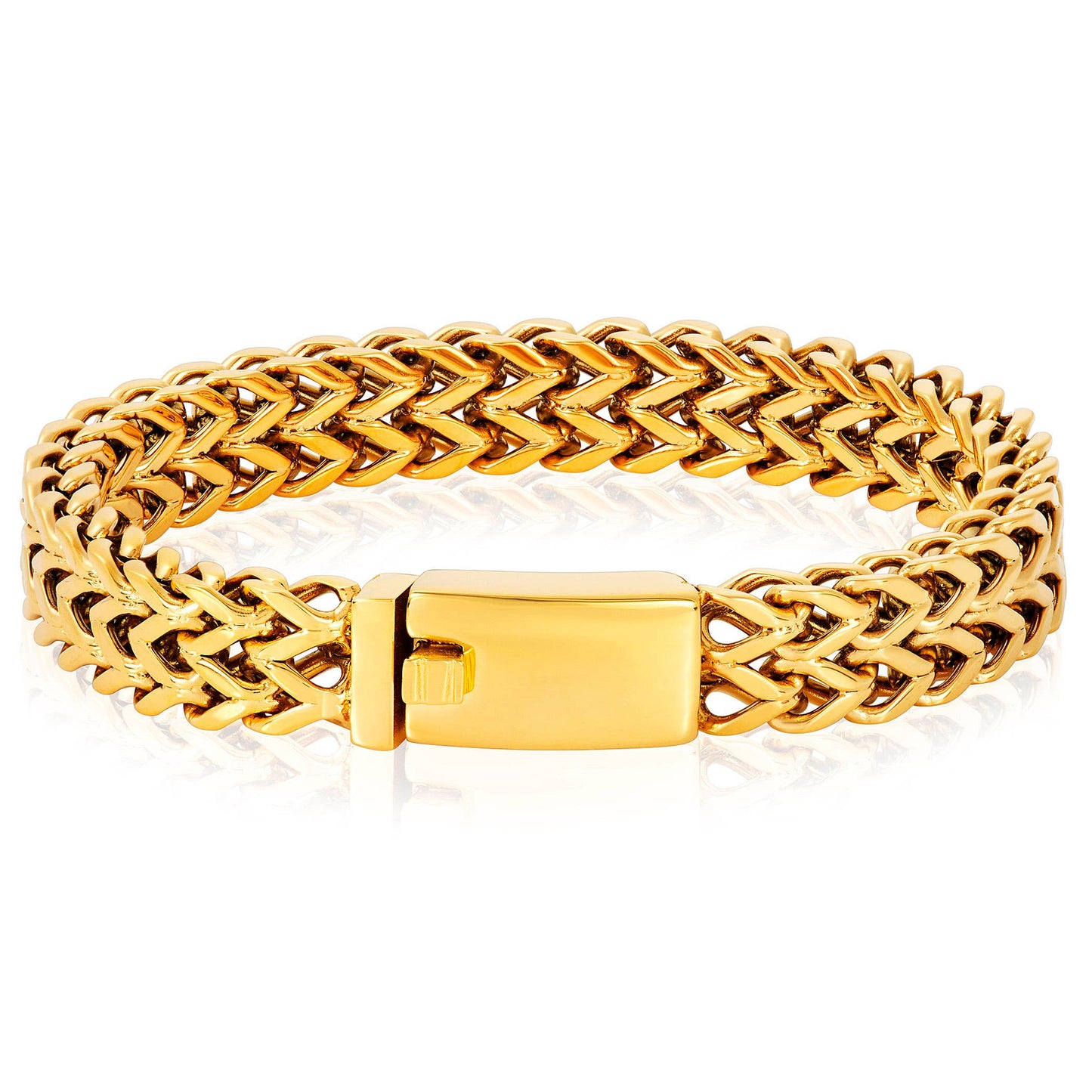 Crucible Double Row Franco Link Gold Plated Steel Bracelet