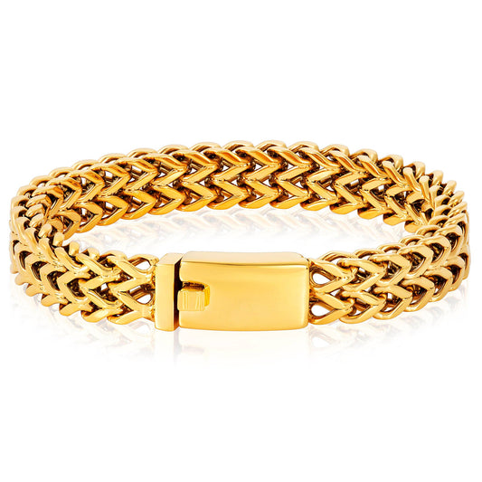 Crucible Double Row Franco Link Gold Plated Steel Bracelet