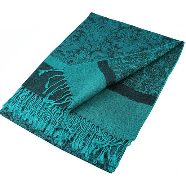 Paisley Pashmina Scarf Shawls - Aqua