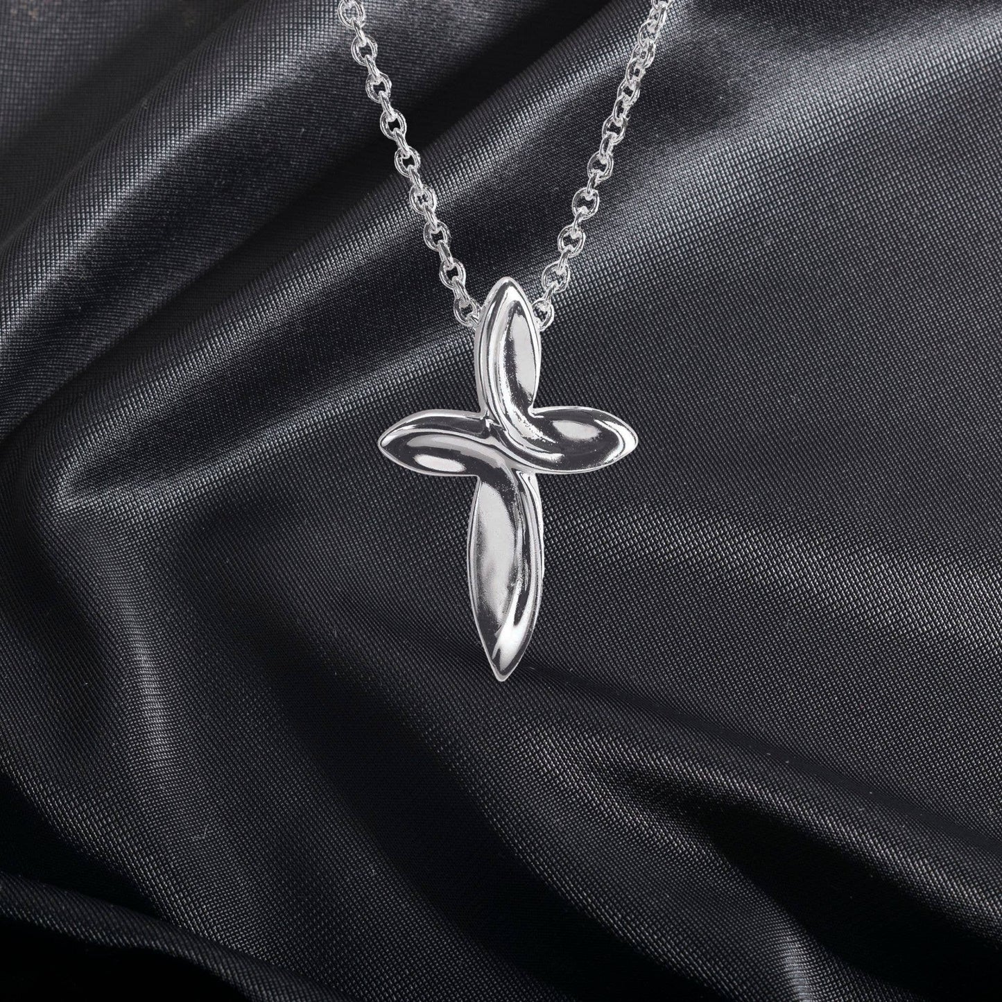 Silver Plated Mini Mobius Cross Necklace Sale