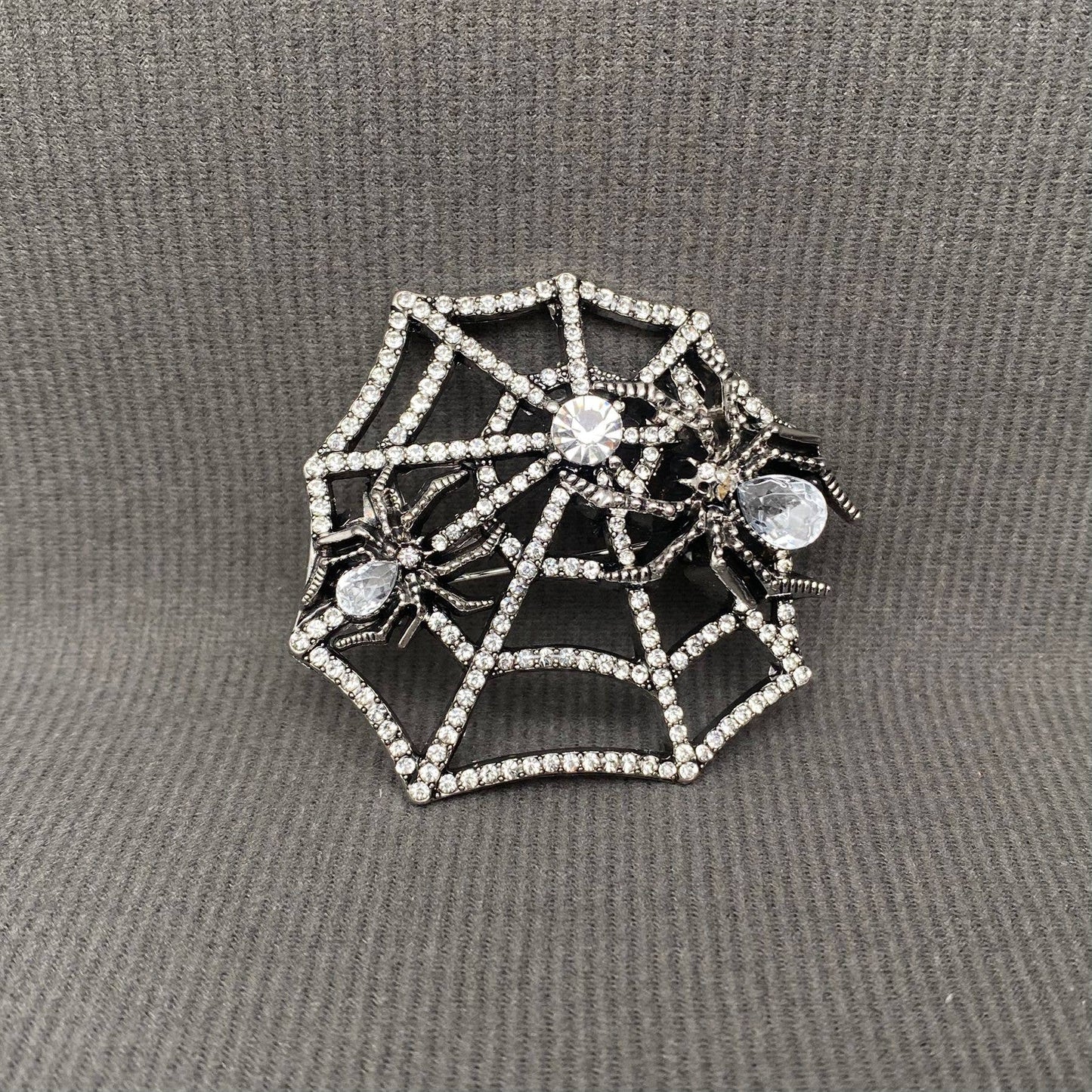 Rhinestone Spider Web Brooch - GT