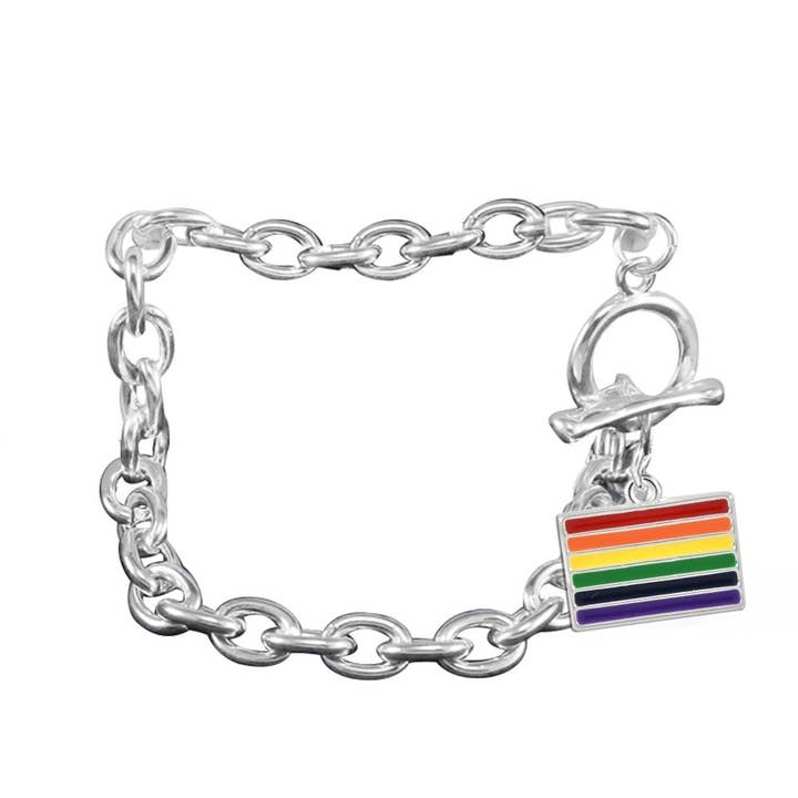 Rectangle Rainbow Gay Pride Flag Charm Bracelets