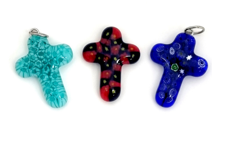 Millefiori Murano Glass Cross Pendant