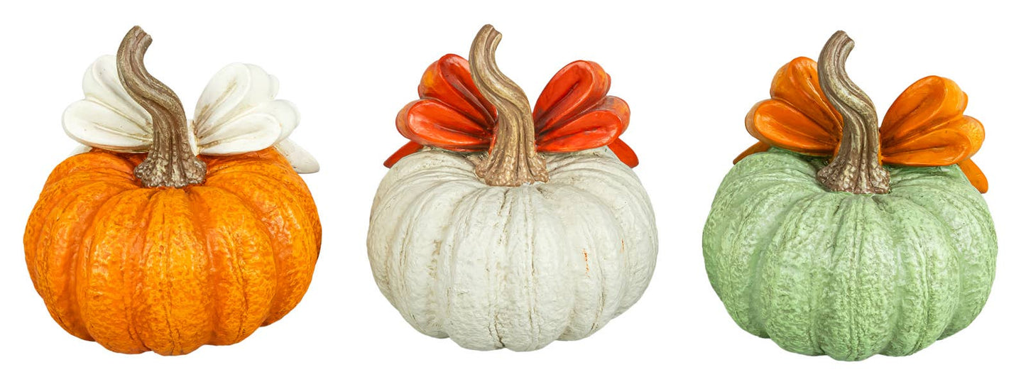 6" Round Pumpkin with Fall Bow