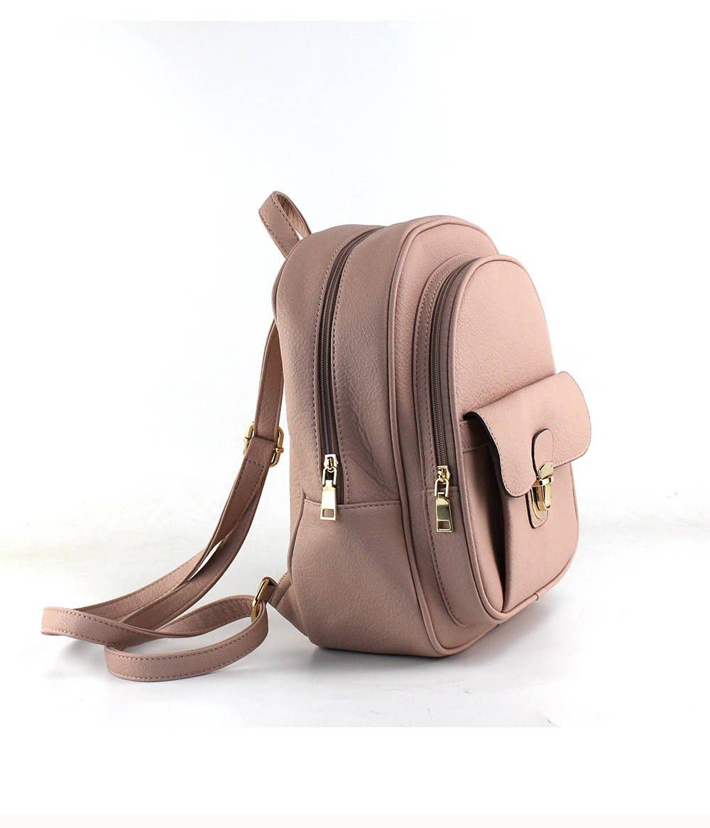 Backpack with Front Flip Pocket - Pink