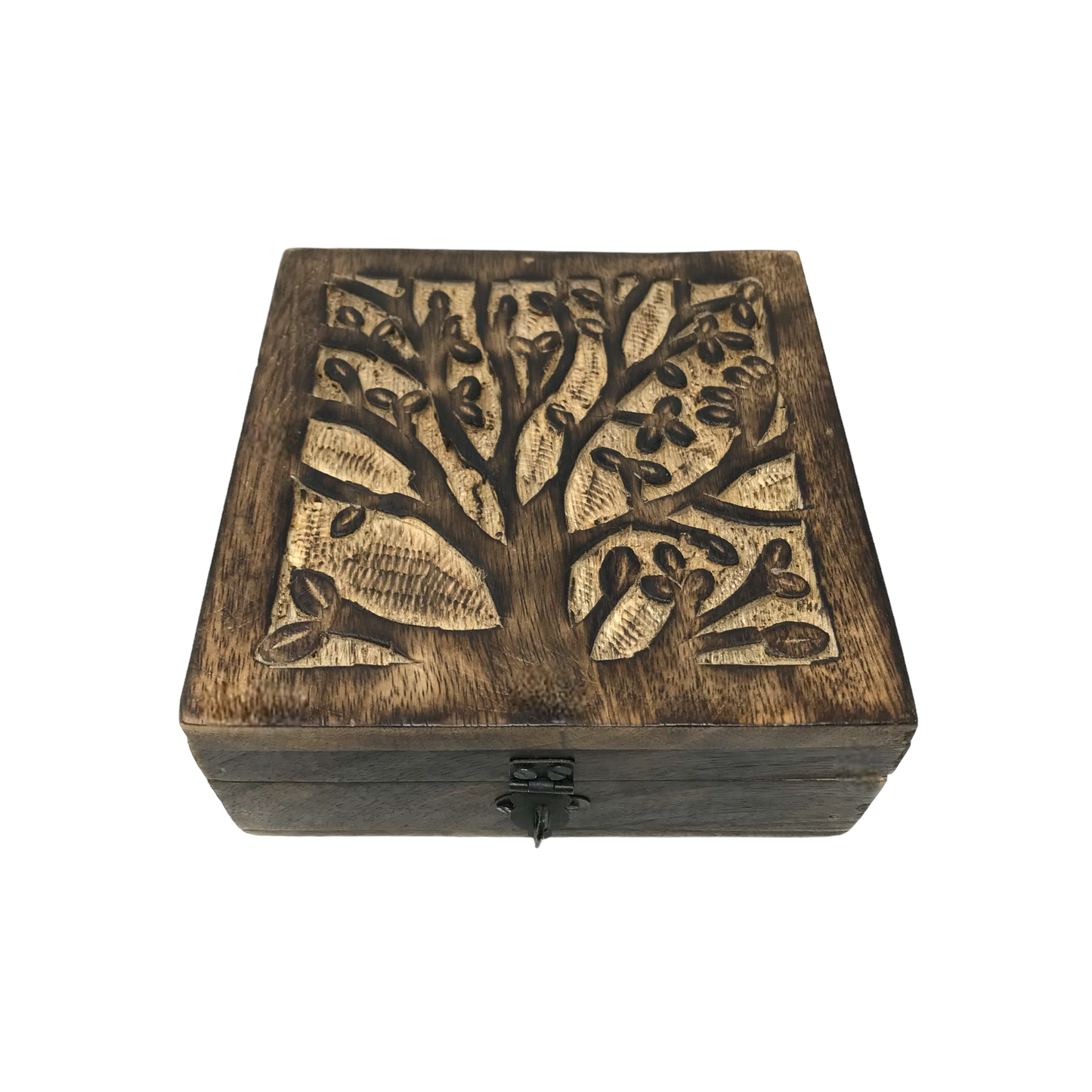 Hand-Carved Wood "Tree of Life" Hinged BOX ONLY Family Gift Clearance