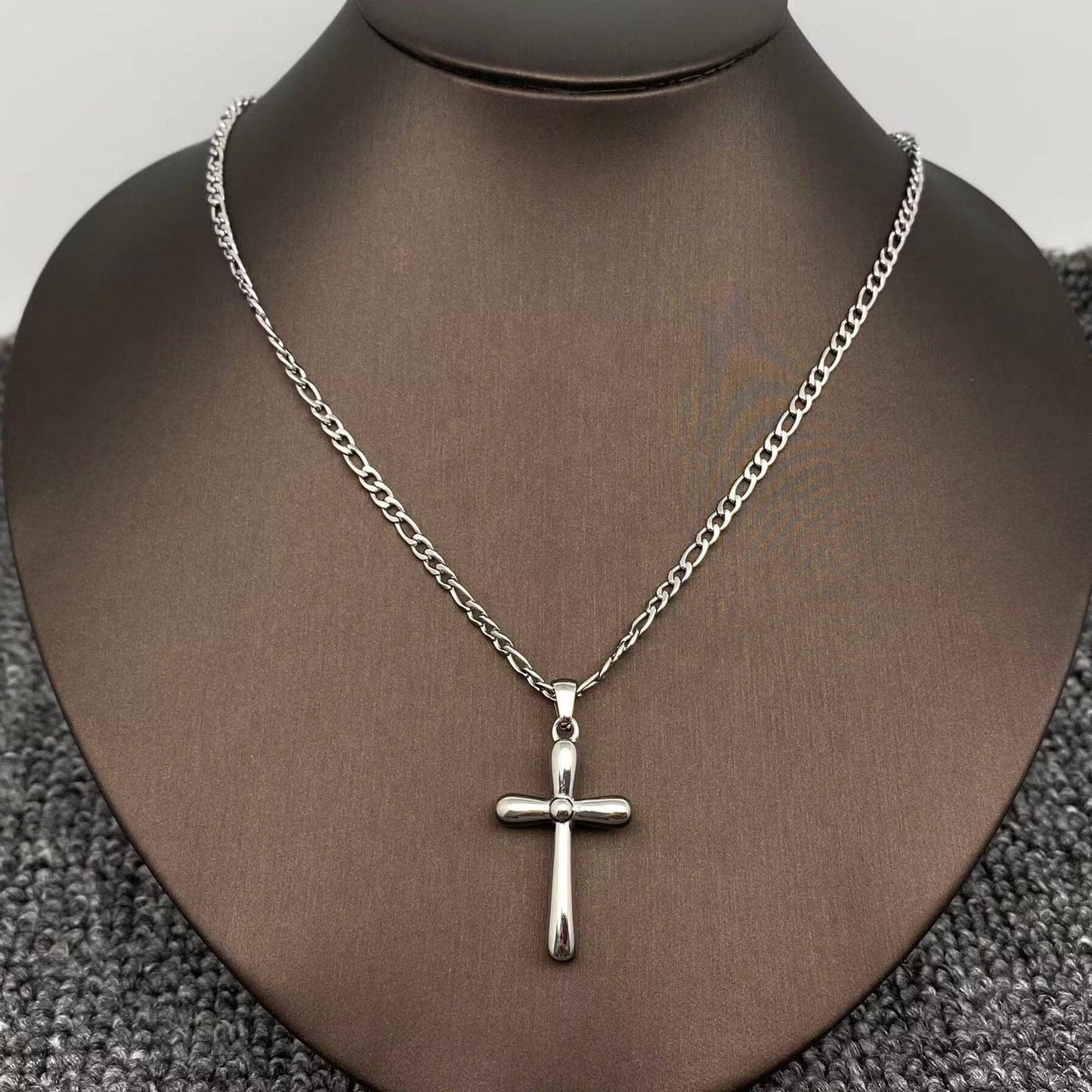 FGS - 18K Gold Plated SS Glossy Cross Charm Necklace
