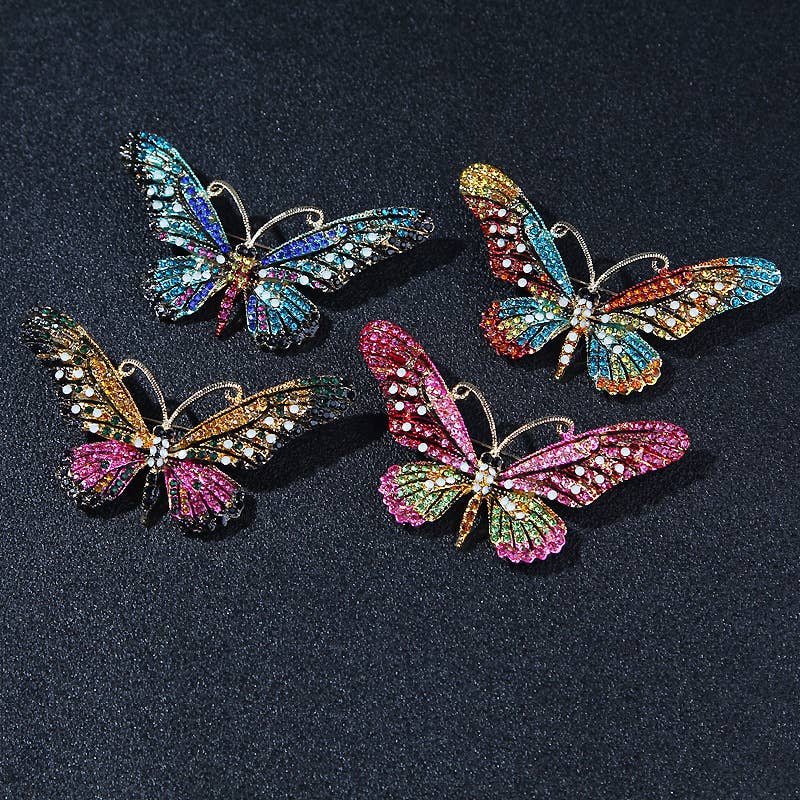 Alloy Rhinestone Butterflay Brooch