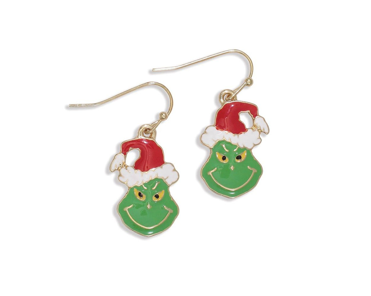 Earrings-Enamel Christmas Grinch