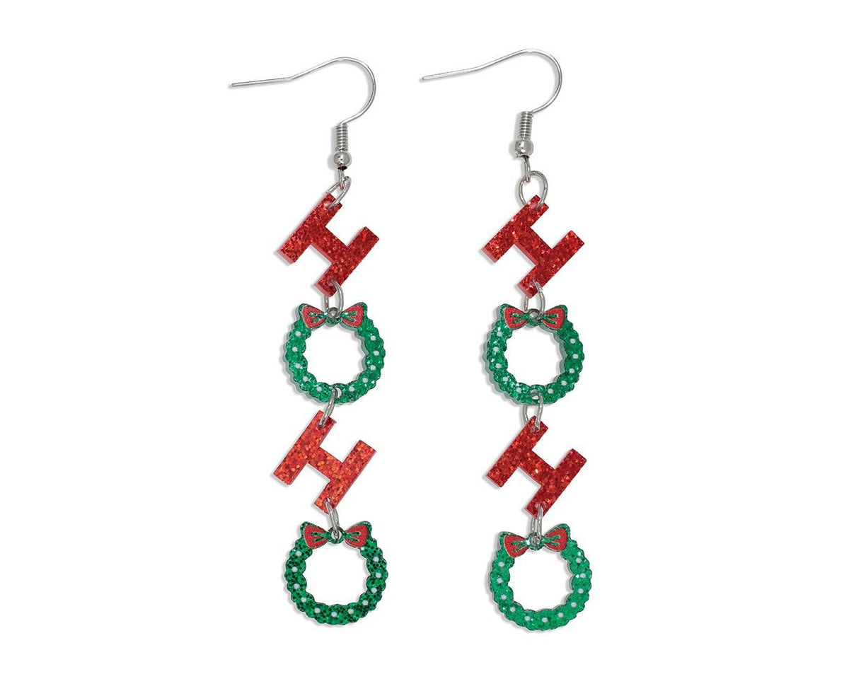Earrings-Ho Ho Wreaths