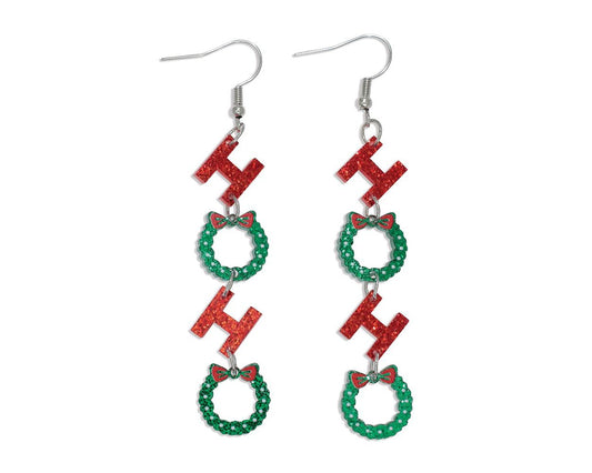 Earrings-Ho Ho Wreaths