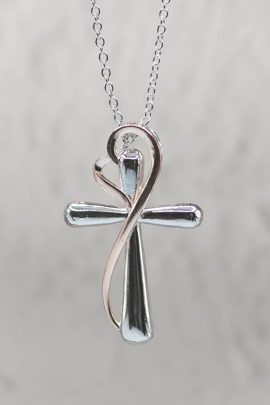 Rose Gold Heart Cross Necklace