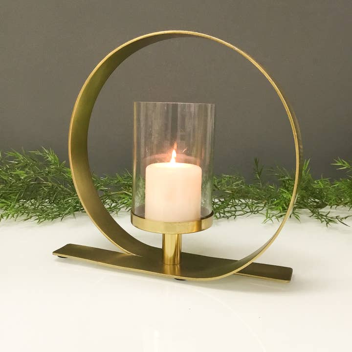 Gold Round Pillar Holder - Small Final Clearance