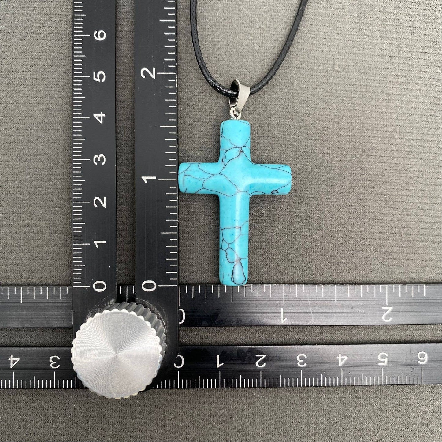Stone Cross Waxed Cord Pendant