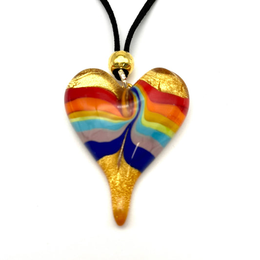 Rainbow Murano Glass Heart Necklace