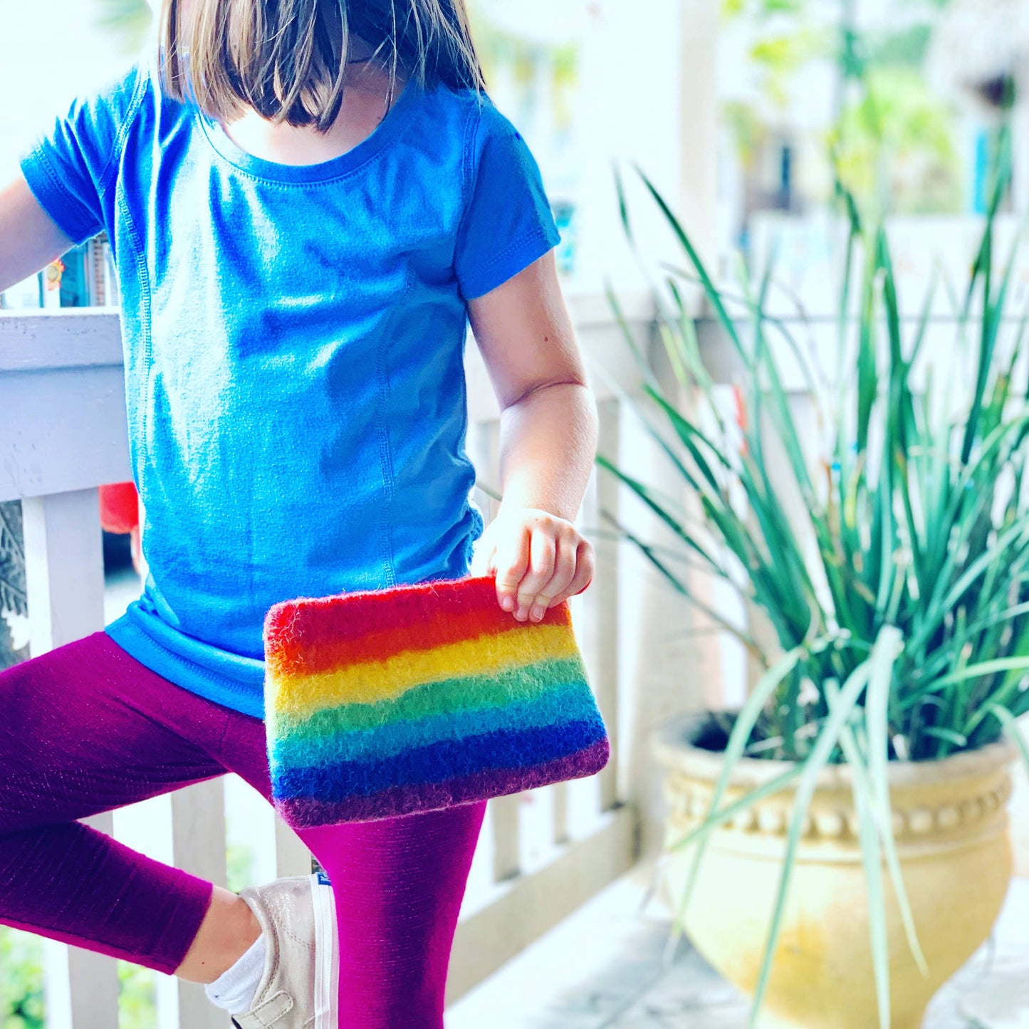 Rainbow Felt Zipper Pouch