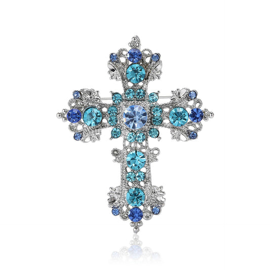 Cross  Alloy Rhinestone Brooch