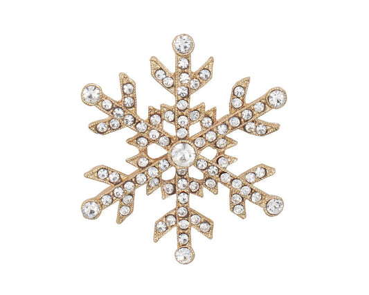 Pin-Gold Snowflake W Clear Crystals