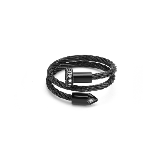 Black Pavé Pointe Cable  Adjustable Ring