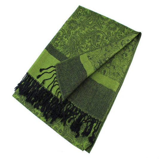 Paisley Print Pashmina Scarf Shawl - Green