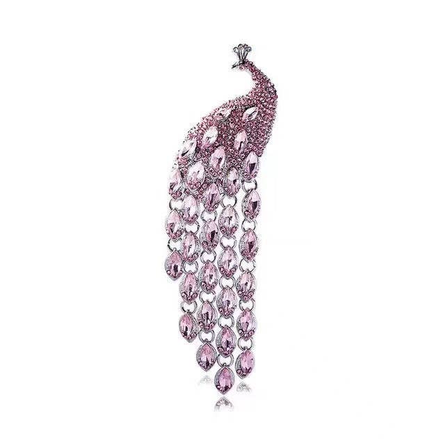 Peacock Alloy Rhinestone Brooch