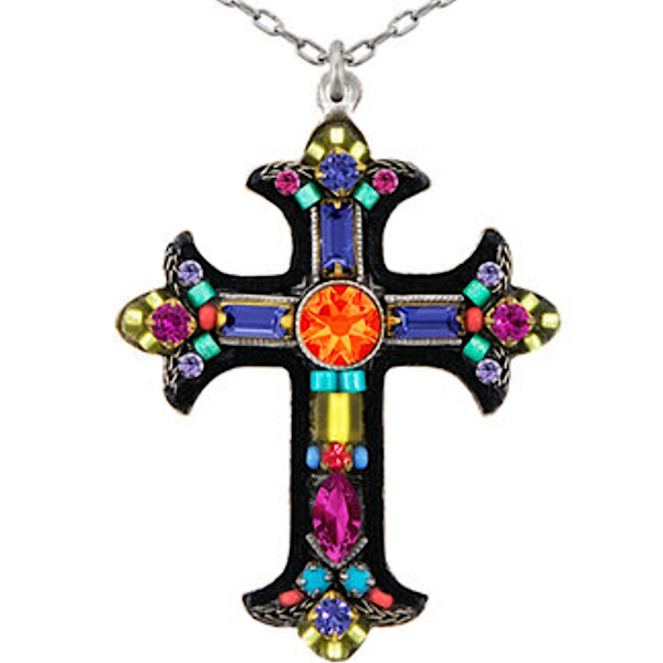 Large Ornate Cross Necklace - Multi Sale