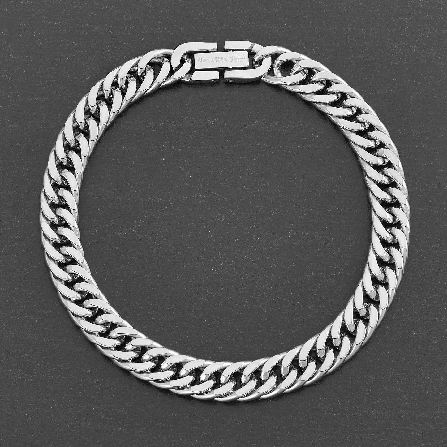 Crucible Stainless Steel 8mm Curb Chain Bracelet 8.25"