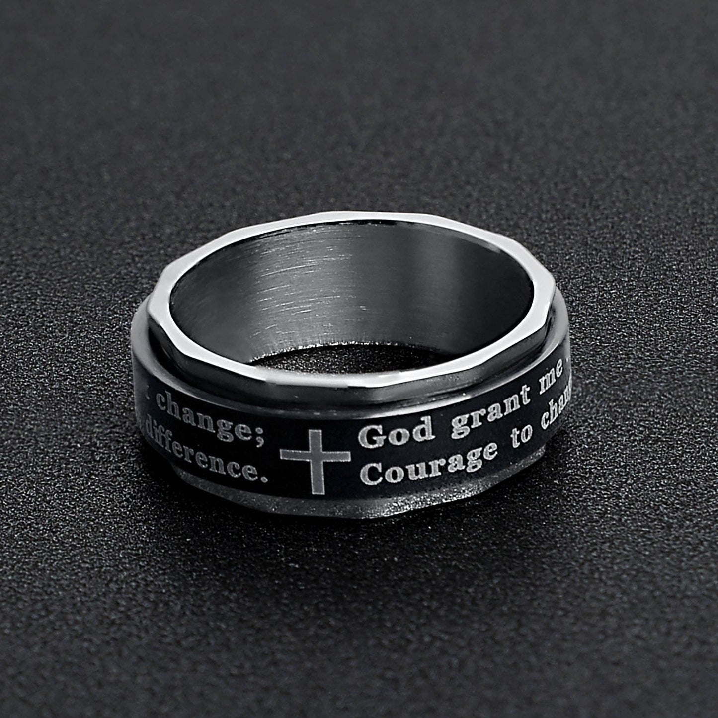 Polished Serenity Prayer Spinner Ring