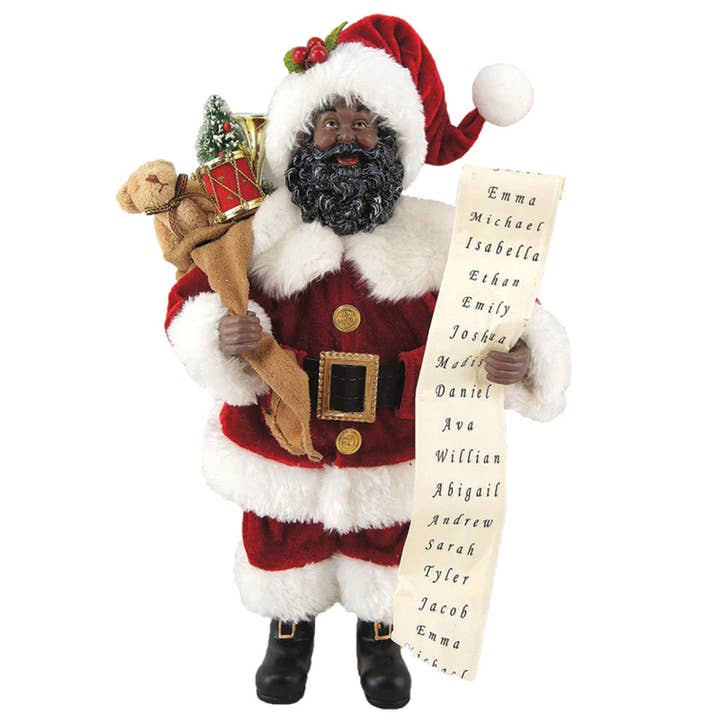 12" Black Santa With His List