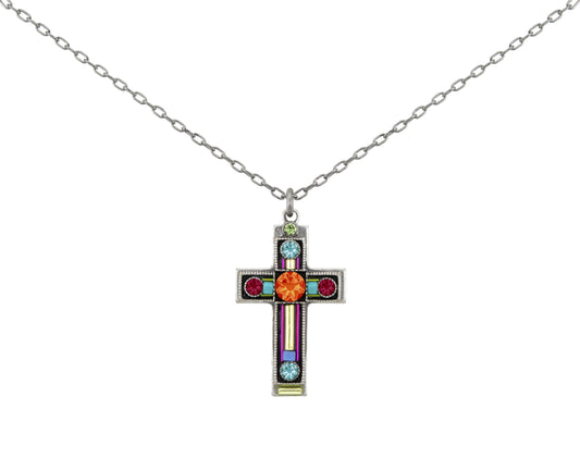 Architectural Cross Necklace - Multi Color