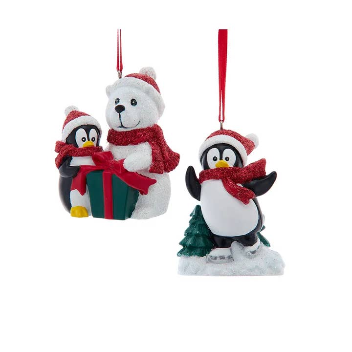 White Bear With Penguin Ornaments