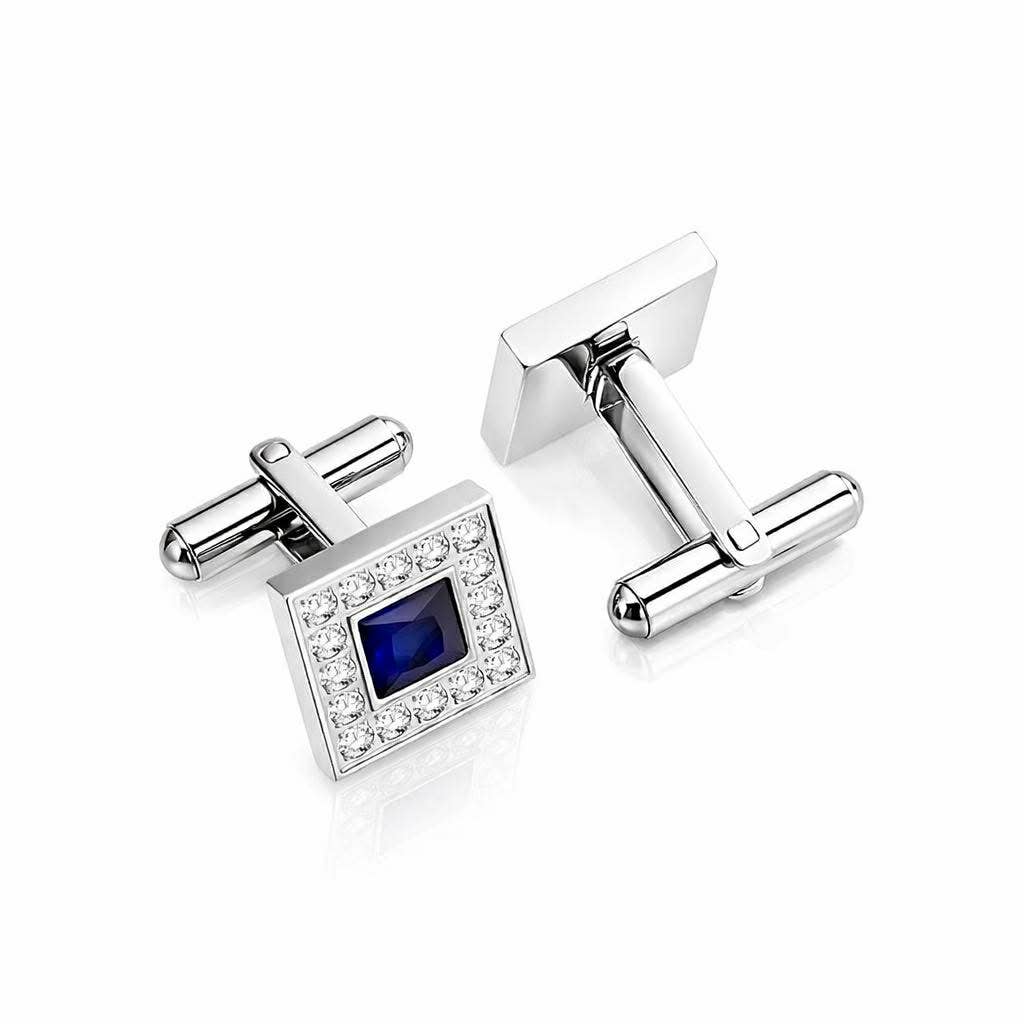 Pavé Blue Square Halo Cufflinks