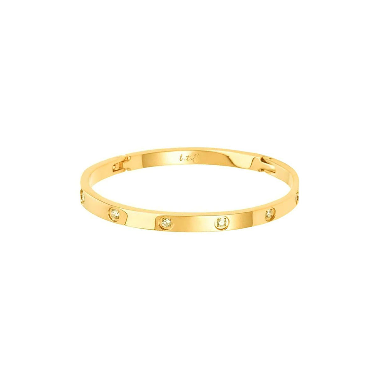 8-Stone High Polish Gold Bangle Bracelet