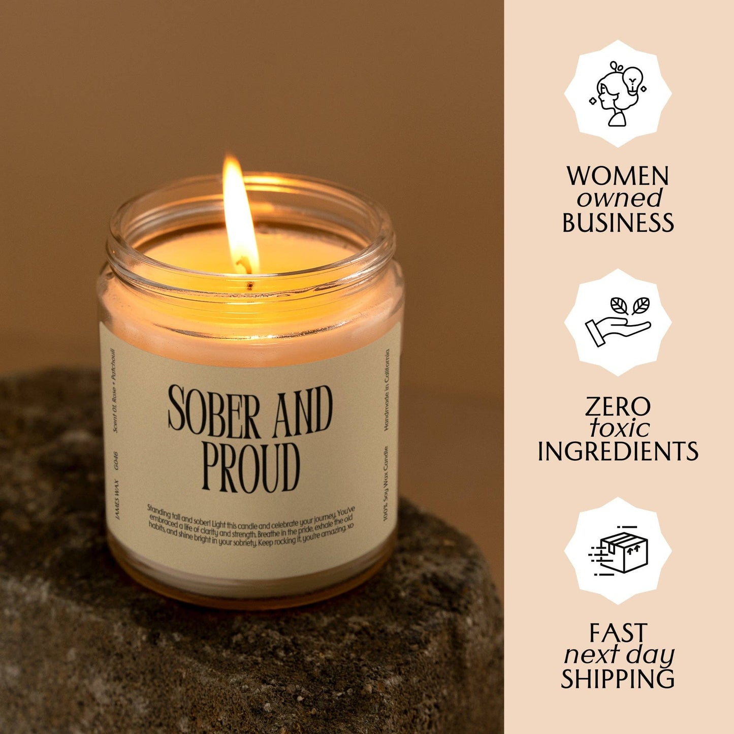 Sobriety Sober and Proud Candle Coconut & Orange Scent