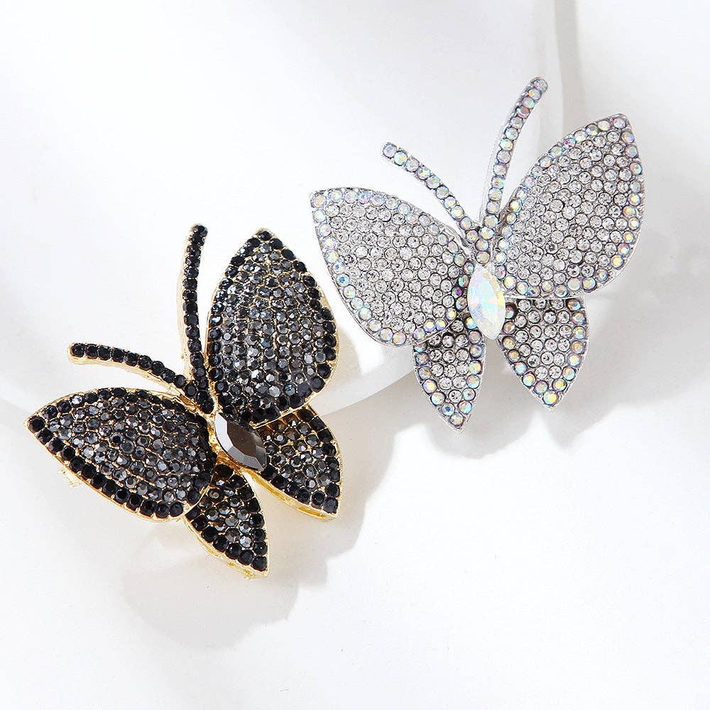 Rhinestone Butterfly Insect Brooch Pin