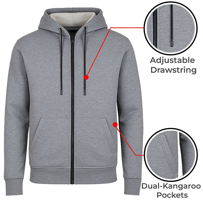 Men's Fleece Lined Zip Up Hoodie