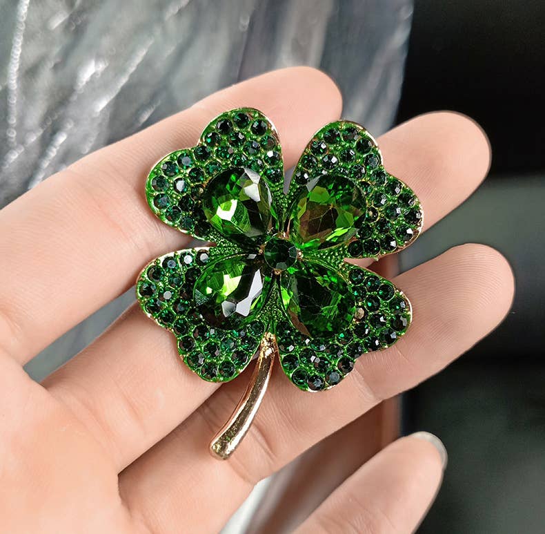 Clover Rhinestone Pin