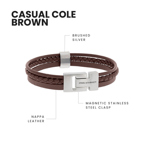 Leather Bracelet Casual Cole - Brown