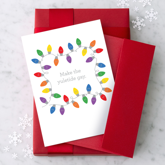 "Make the Yuletide Gay" Rainbow Christmas Card