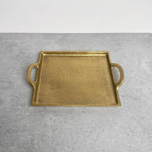 Golden Rectangular Handled Plate