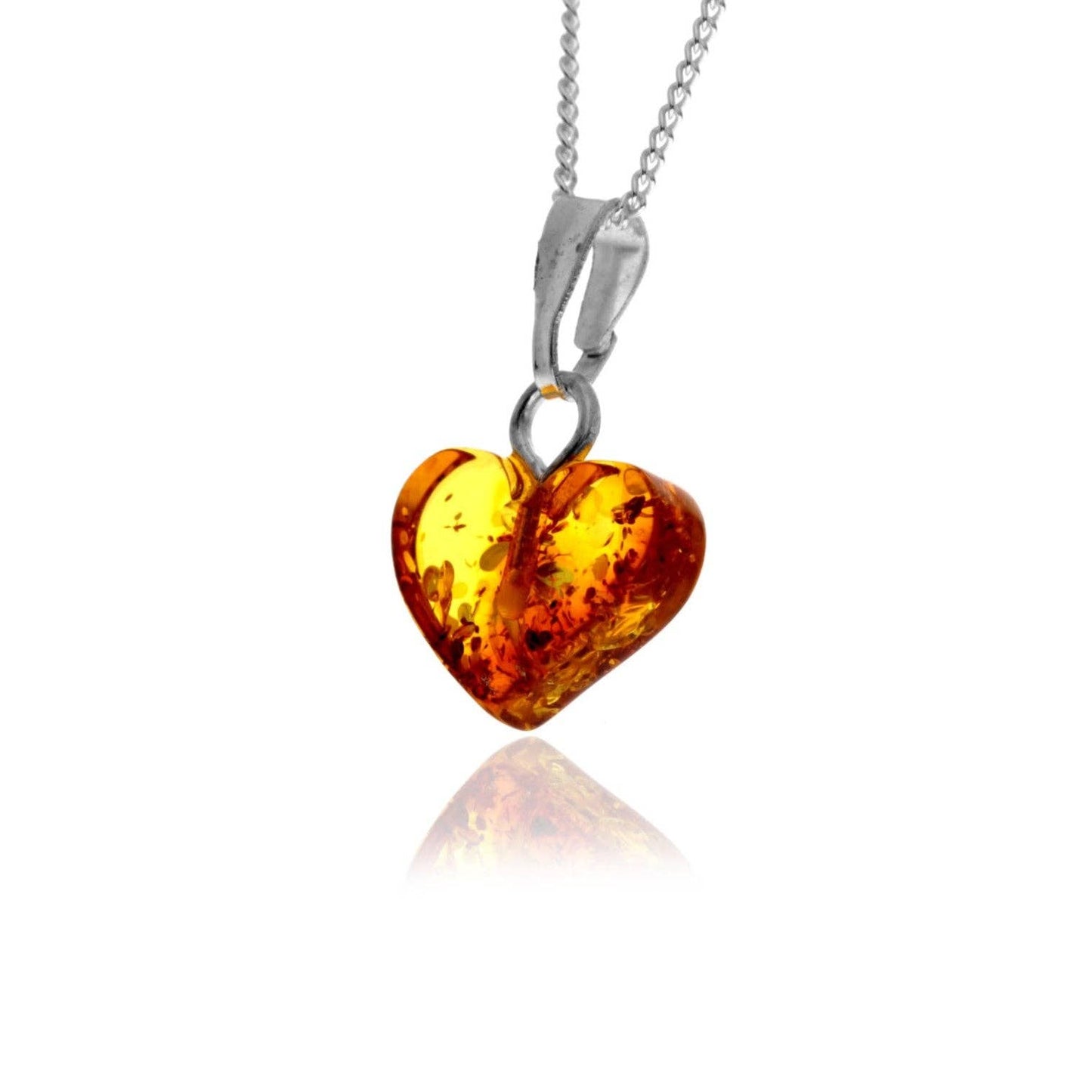 Genuine Tiny Baltic Amber Carved Heart Shape Pendant