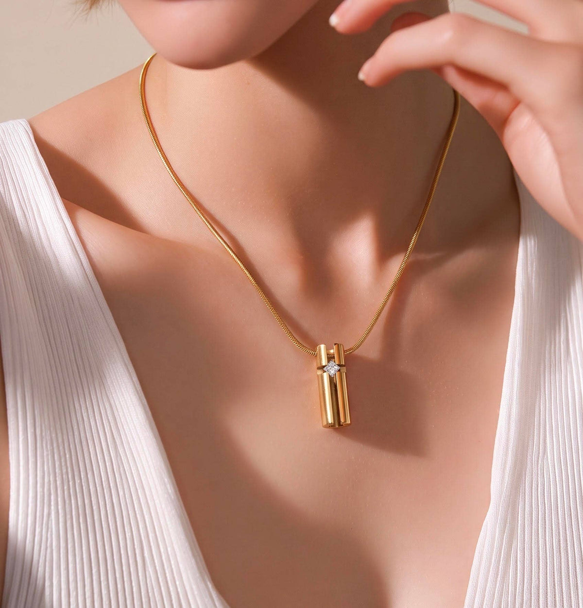 Gold 3D Small Cross Croixlumière Pendant