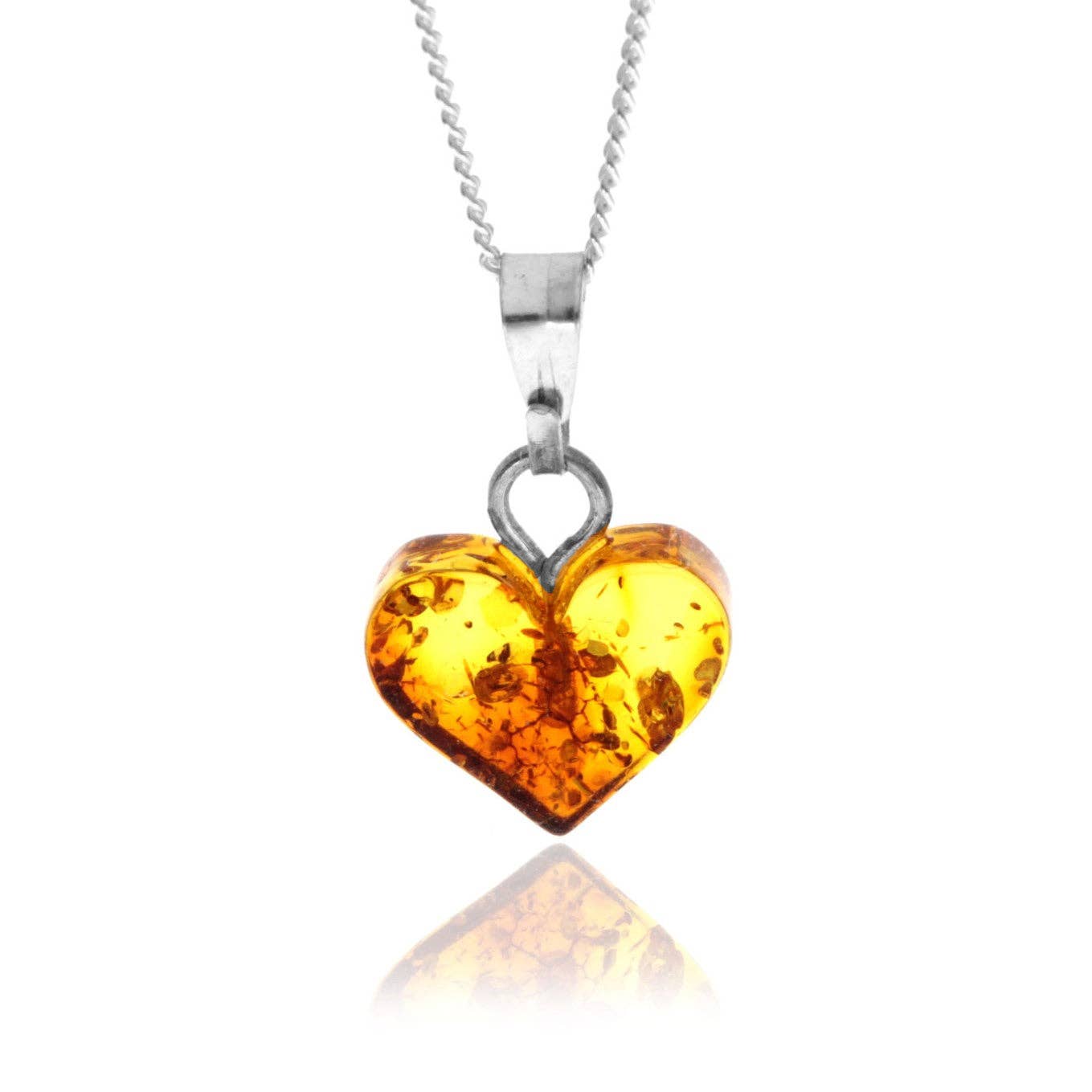 Genuine Tiny Baltic Amber Carved Heart Shape Pendant