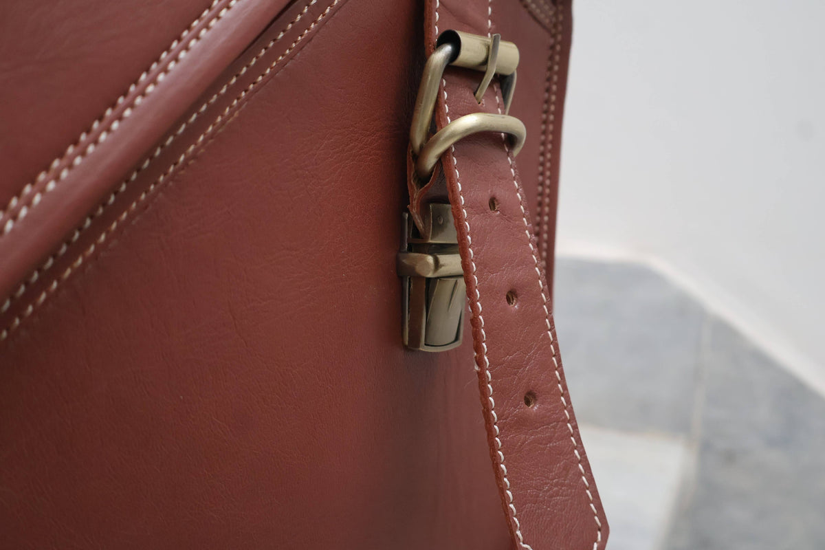 Goat Leather Satchel Messenger Bag Vintage Laptop Bag