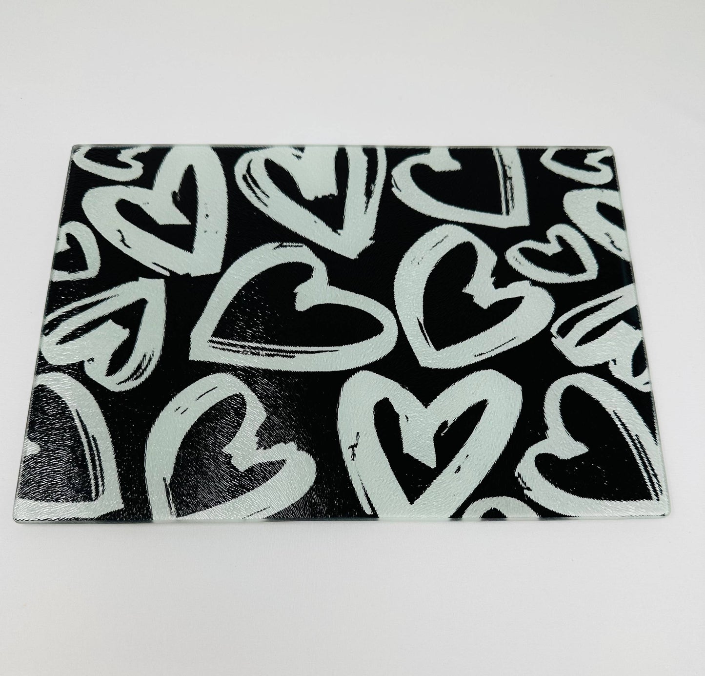 Black and White Graffiti Hearts  Abstract Lines Cutting Board Serving Platter